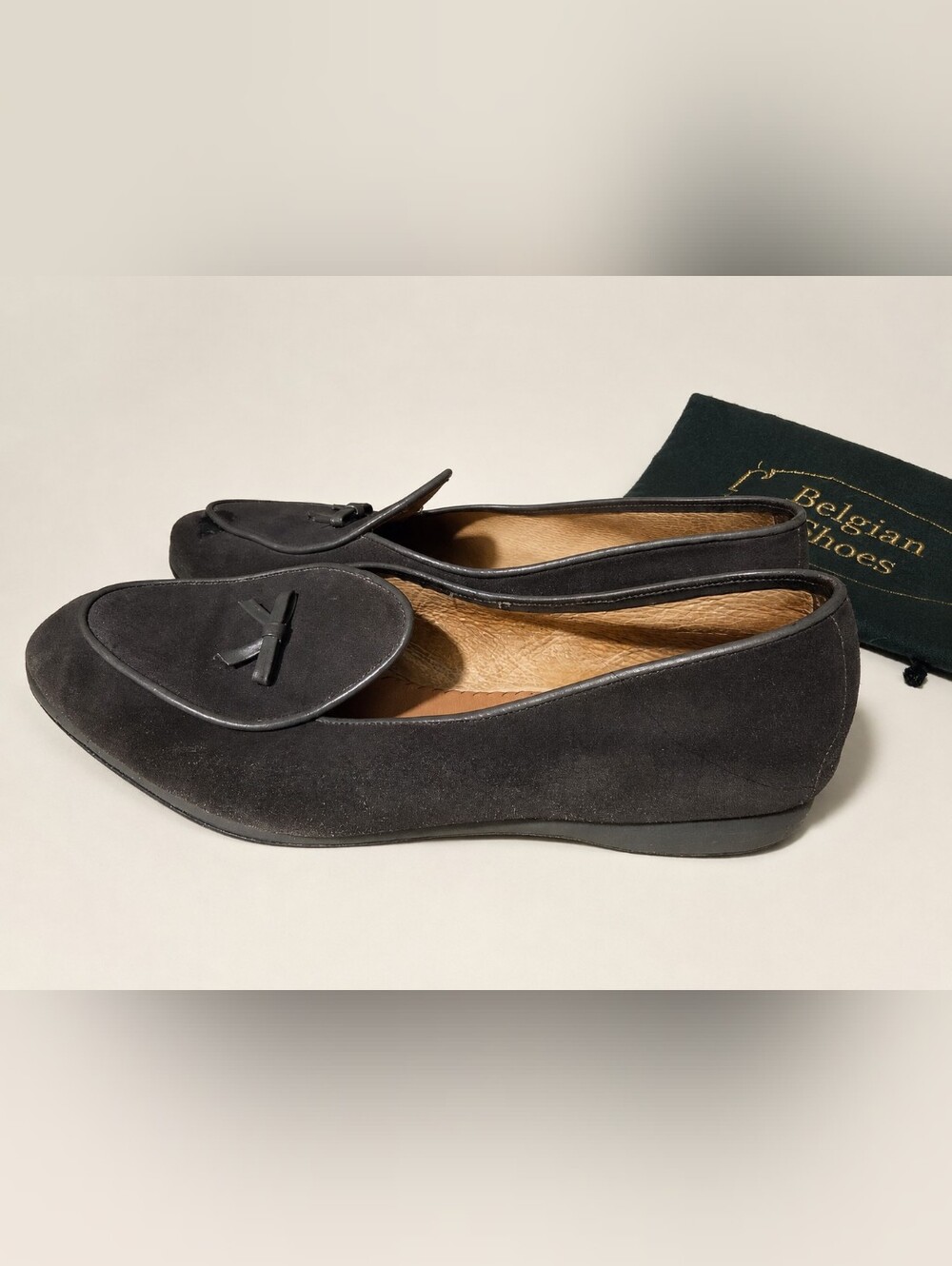 Belgian Shoes Midinette Grey Suede Loafers 8.5WW Fits US 9.5-10 Discontinued